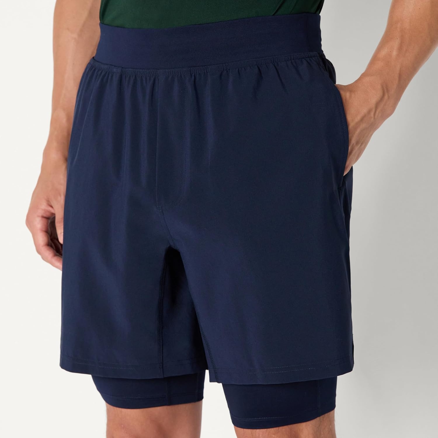 image:imageAmazon Essentials Mens Athletic Running Training Shorts Performance Stretch Woven Workout Shorts 7Navy