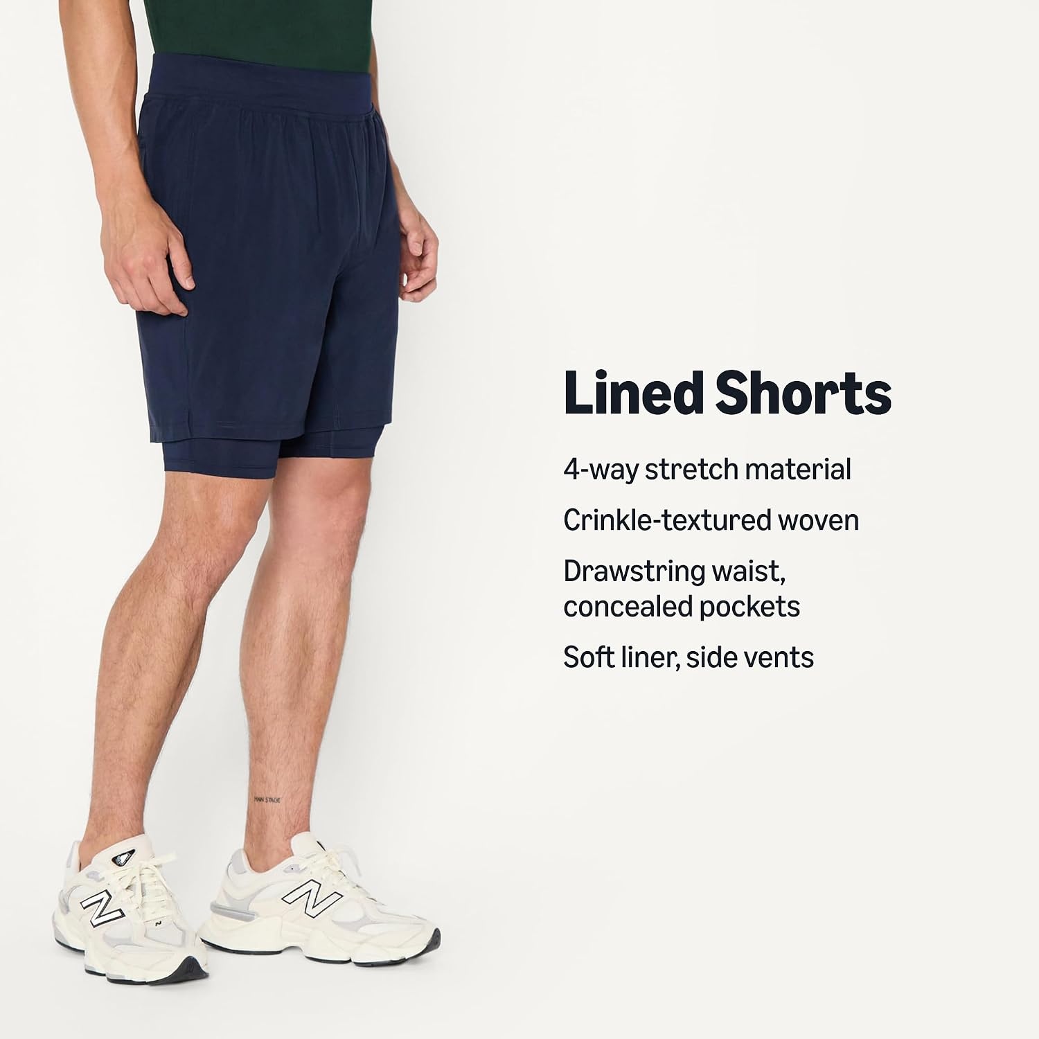 image:imageAmazon Essentials Mens Athletic Running Training Shorts Performance Stretch Woven Workout Shorts 7Navy