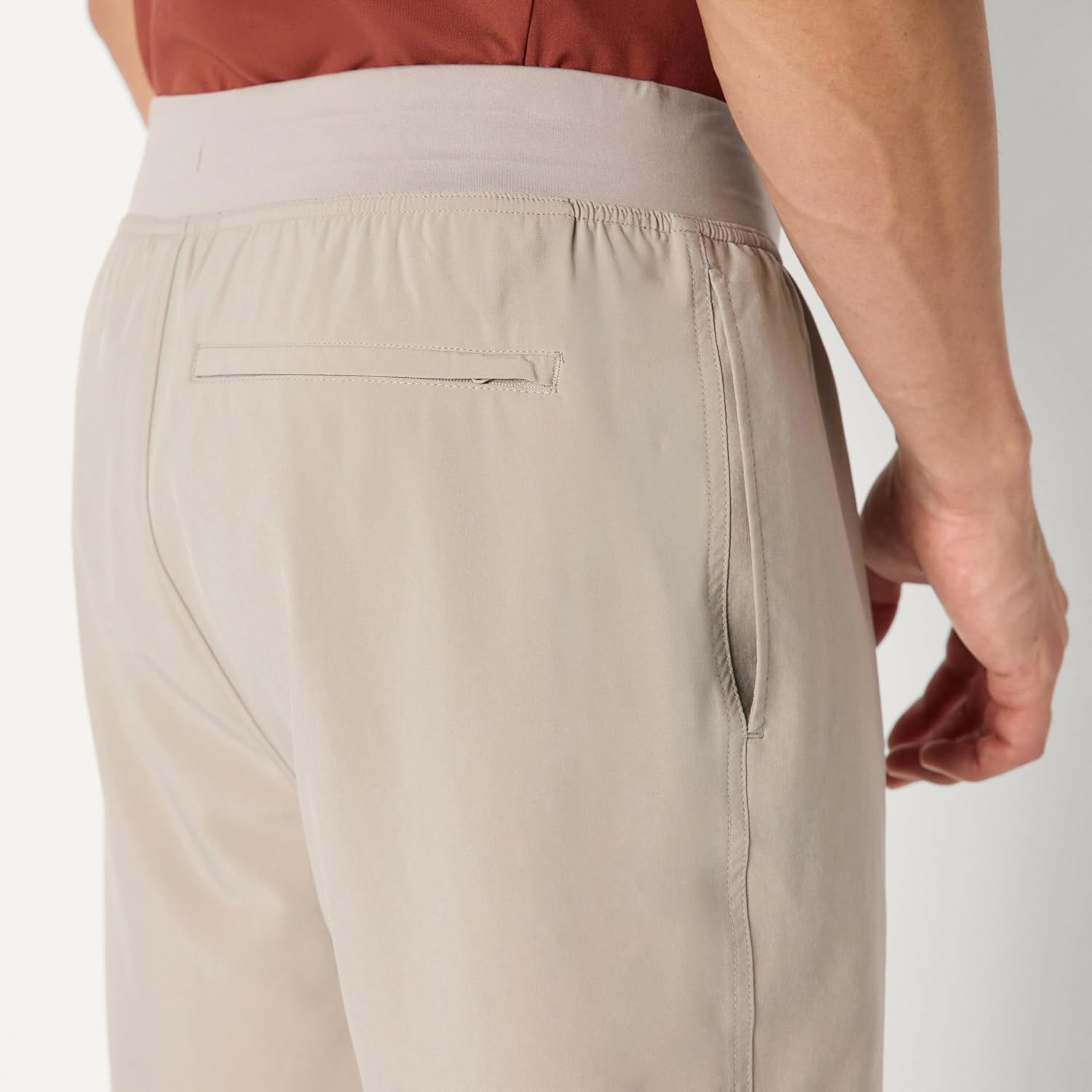 image:imageAmazon Essentials Mens Athletic Running Training Shorts Performance Stretch Woven Workout Shorts 7Taupe