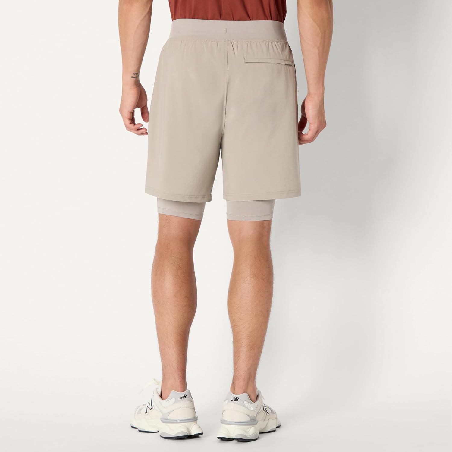 image:imageAmazon Essentials Mens Athletic Running Training Shorts Performance Stretch Woven Workout Shorts 7Taupe
