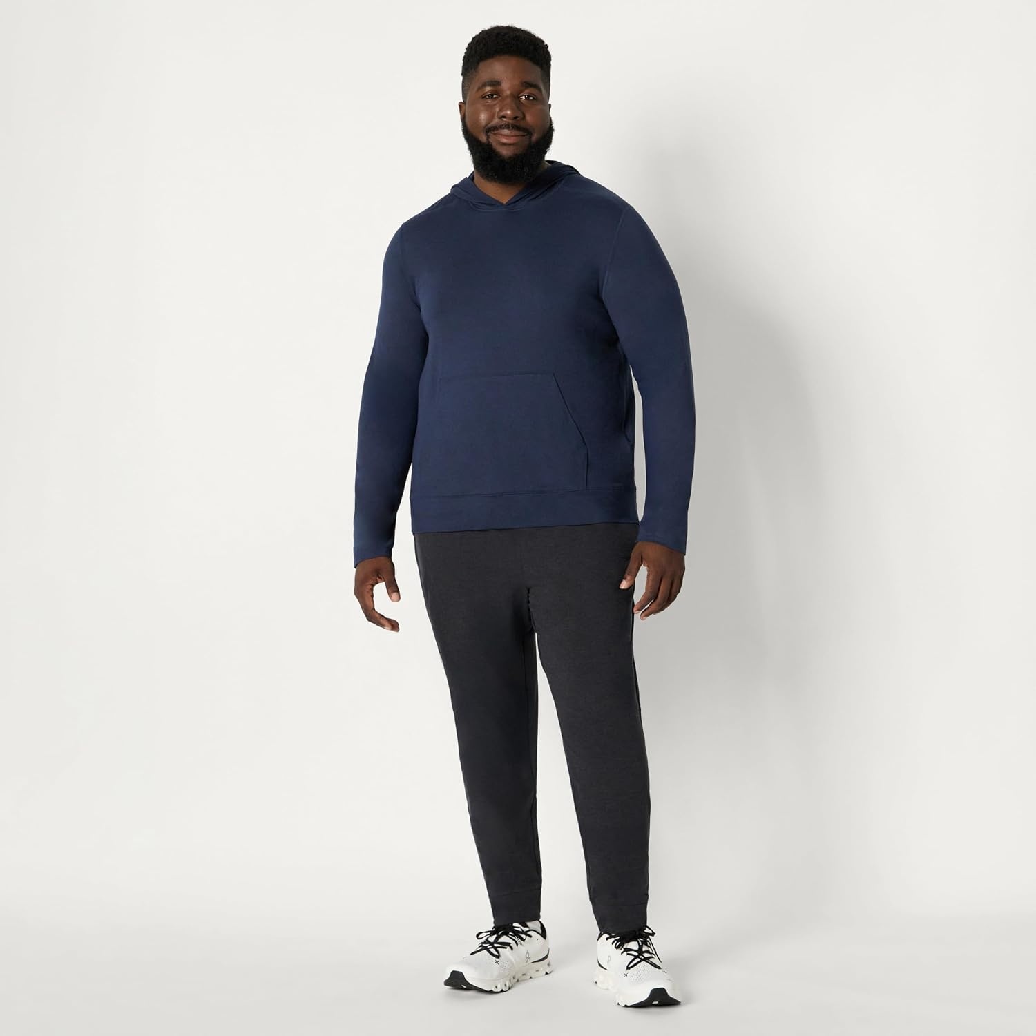 image:imageAmazon Essentials Mens Athletic Soft Performance Lightweight Gym Workout Hoodie Sweatshirt with Kangaroo PocketSpace Dye Navy
