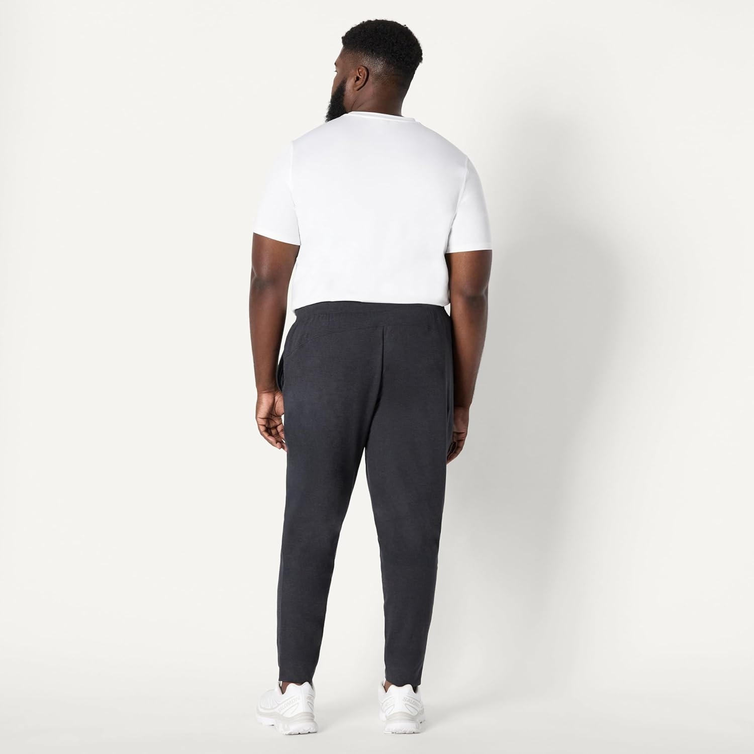 image:imageAmazon Essentials Mens Athletic Soft Performance Lightweight Gym Workout Tapered Track Jogger SweatpantsSpace Dye Black