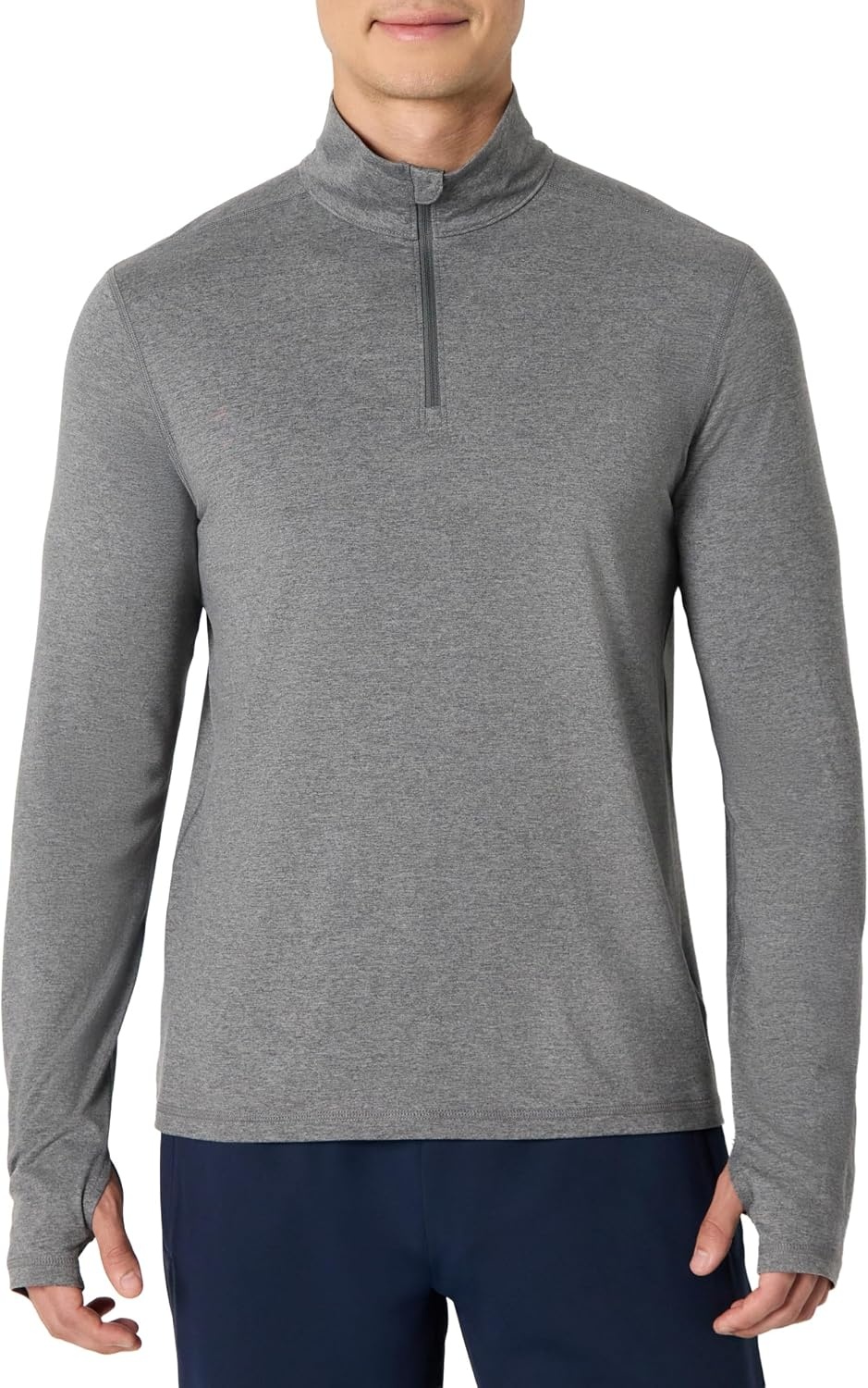 image:imageAmazon Essentials Mens Athletic Soft Performance Lightweight QuarterZip Running Long Sleeve Workout TopSpace Dye Grey