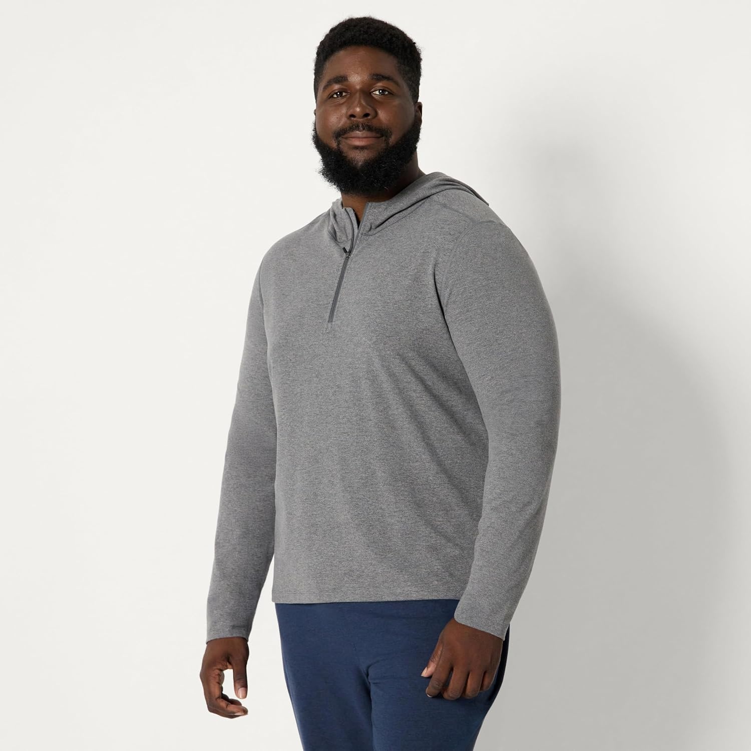 image:imageAmazon Essentials Mens Athletic Soft Performance Lightweight QuarterZip Running Long Sleeve Workout TopSpace Dye Grey