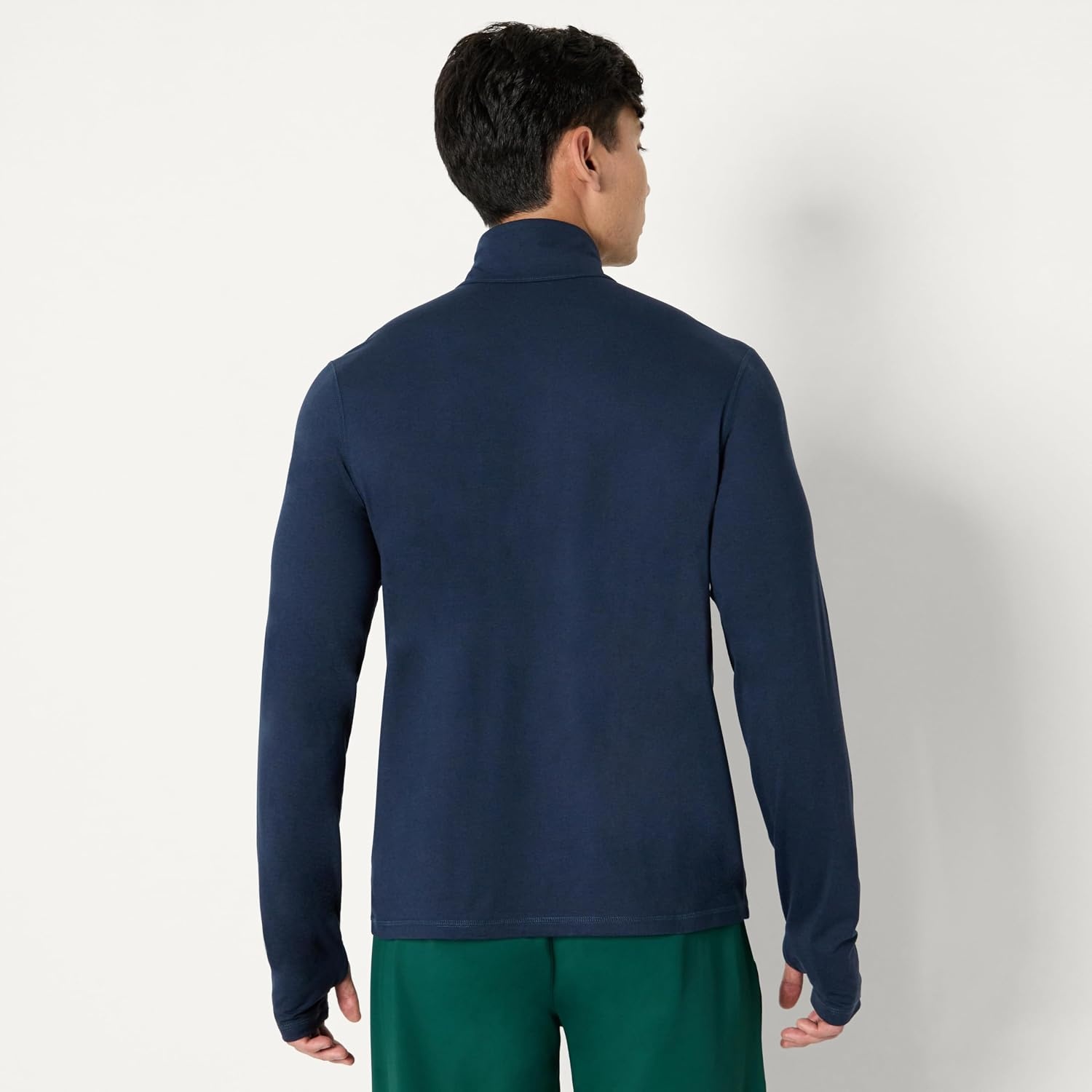 image:imageAmazon Essentials Mens Athletic Soft Performance Lightweight QuarterZip Running Long Sleeve Workout TopSpace Dye Navy