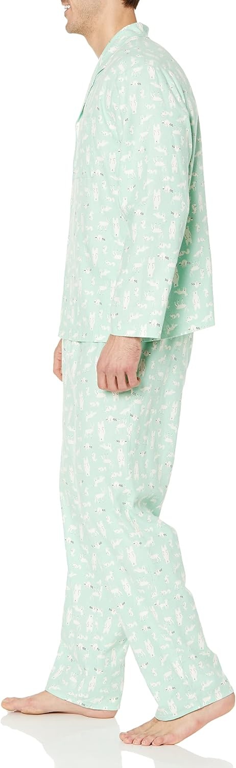 image:imageAmazon Essentials Mens Flannel Pajama SetMint Green Forest Animals
