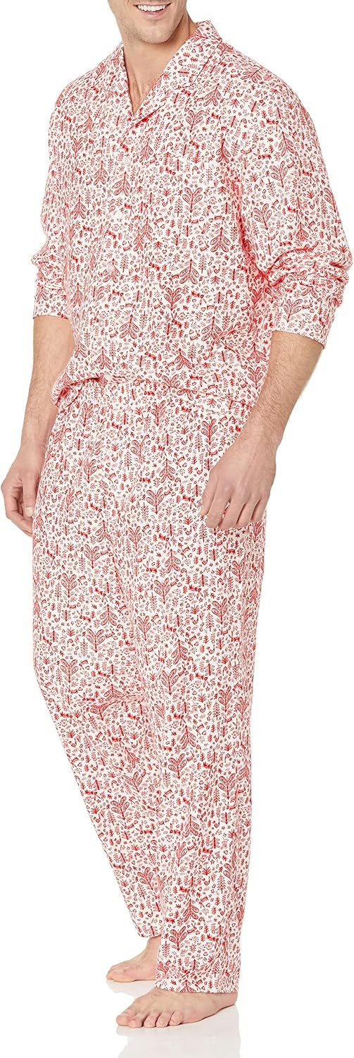 image:imageAmazon Essentials Mens Flannel Pajama SetWhite Forest