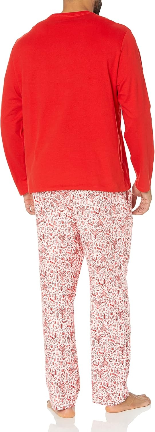 image:imageAmazon Essentials Mens Flannel Pant and LongSleeve TShirt Pajama SetWhite Forest