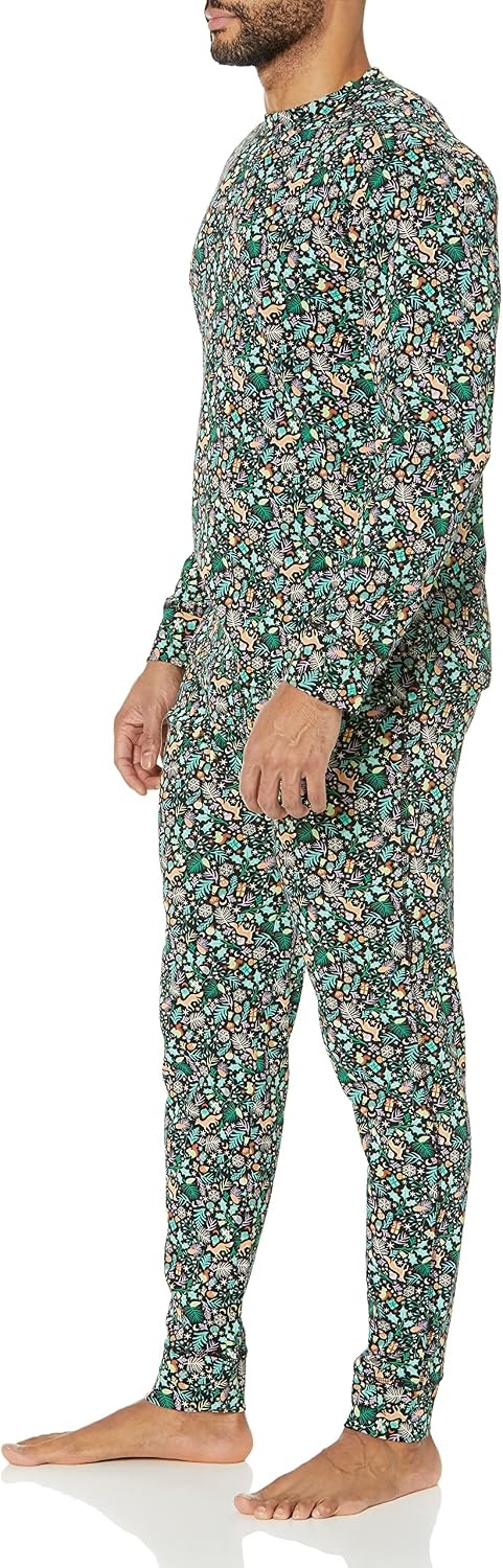 image:imageAmazon Essentials Mens Knit Pajama SetBlack Folkloric