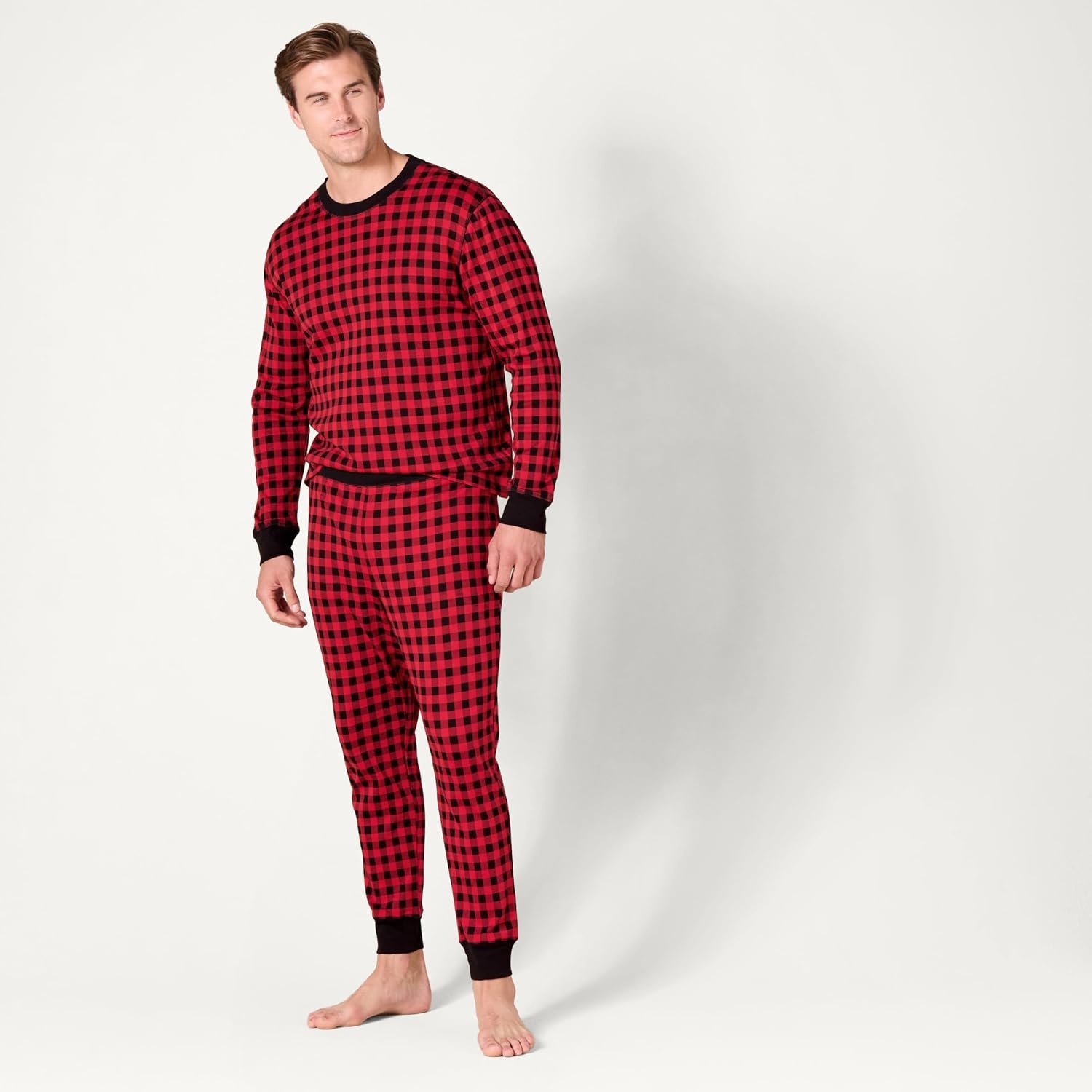image:imageAmazon Essentials Mens Knit Pajama SetClassic Buffalo Check