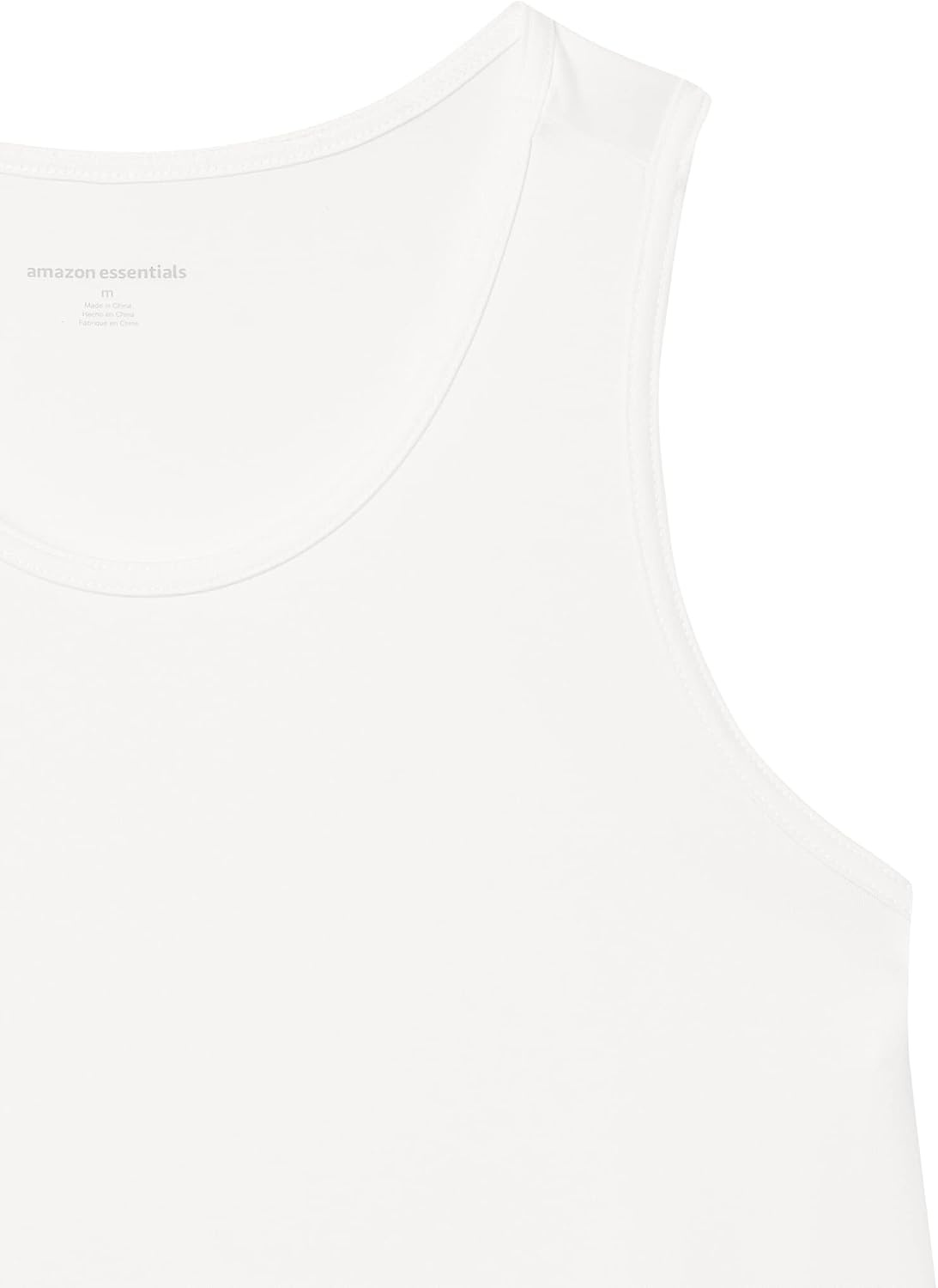 image:imageAmazon Essentials Mens Quick Dry Tech Stretch Active Sleeveless Gym Tank Top Workout ShirtBright White