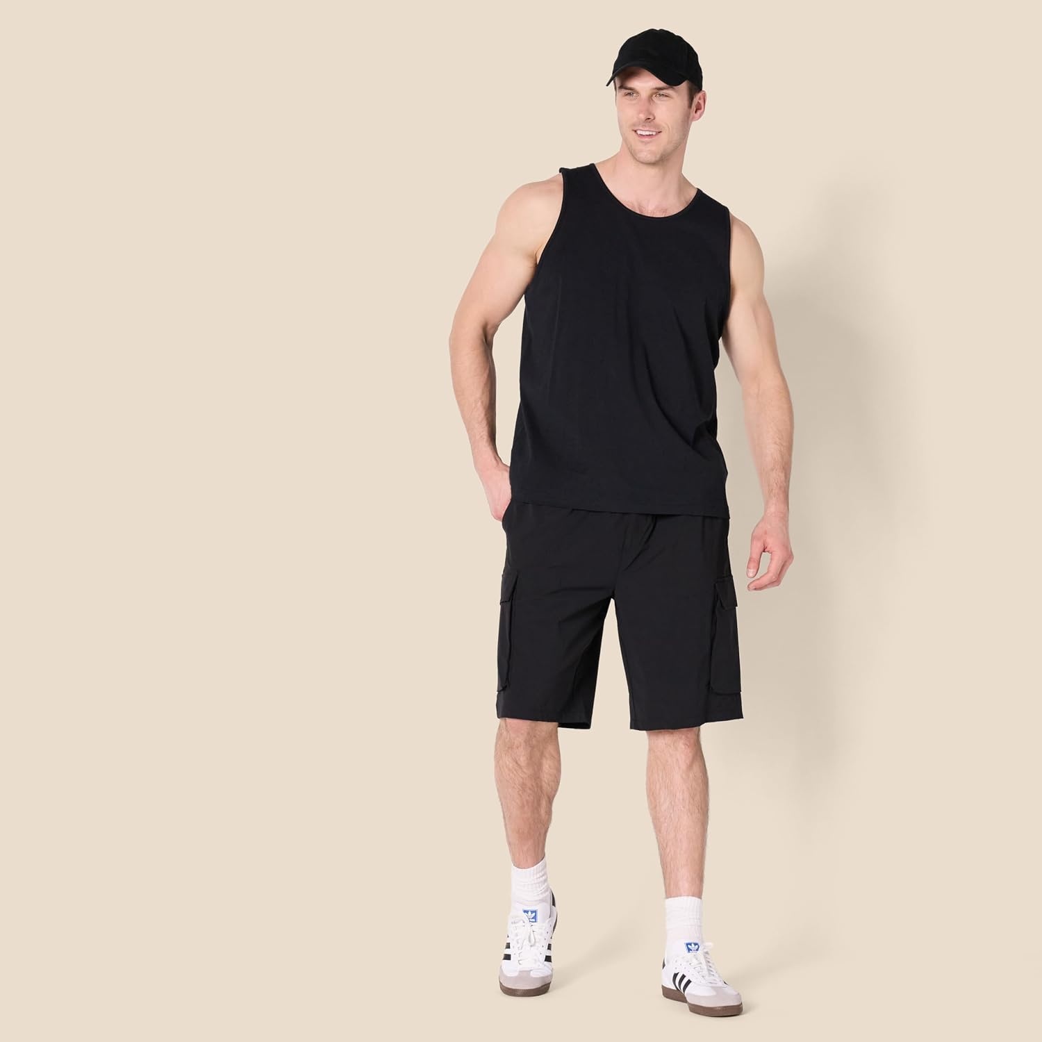 image:imageAmazon Essentials Mens RegularFit Sleeveless Tank TopsBlack