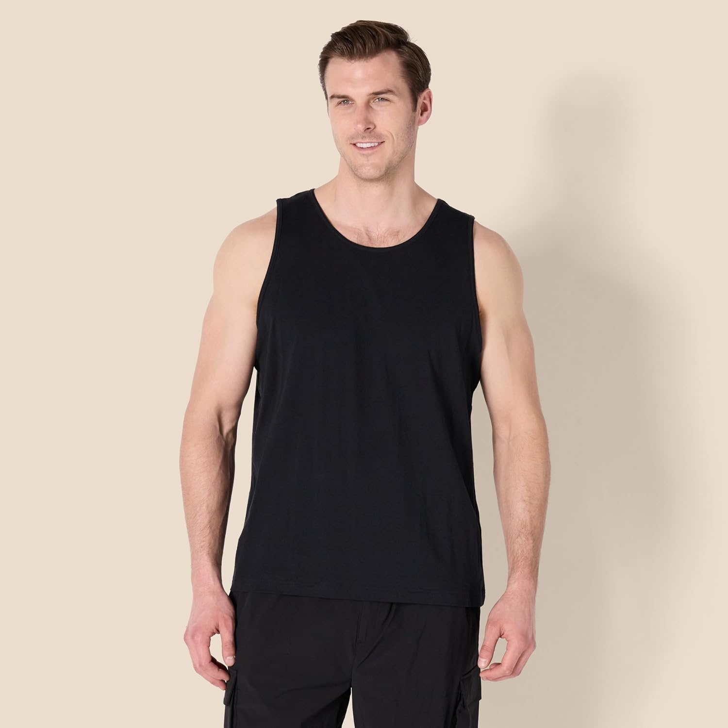 image:imageAmazon Essentials Mens RegularFit Sleeveless Tank TopsBlack