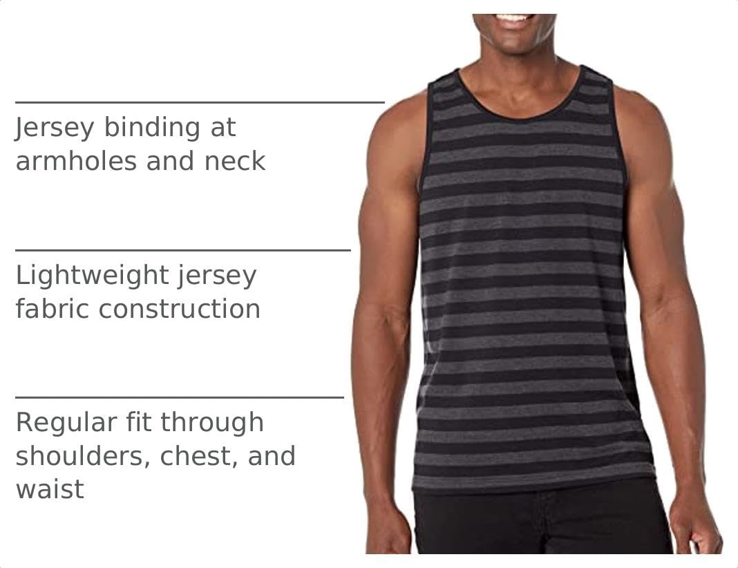 image:imageAmazon Essentials Mens RegularFit Sleeveless Tank TopsBlackCharcoal Heather