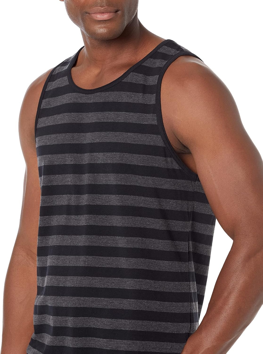 image:imageAmazon Essentials Mens RegularFit Sleeveless Tank TopsBlackCharcoal Heather