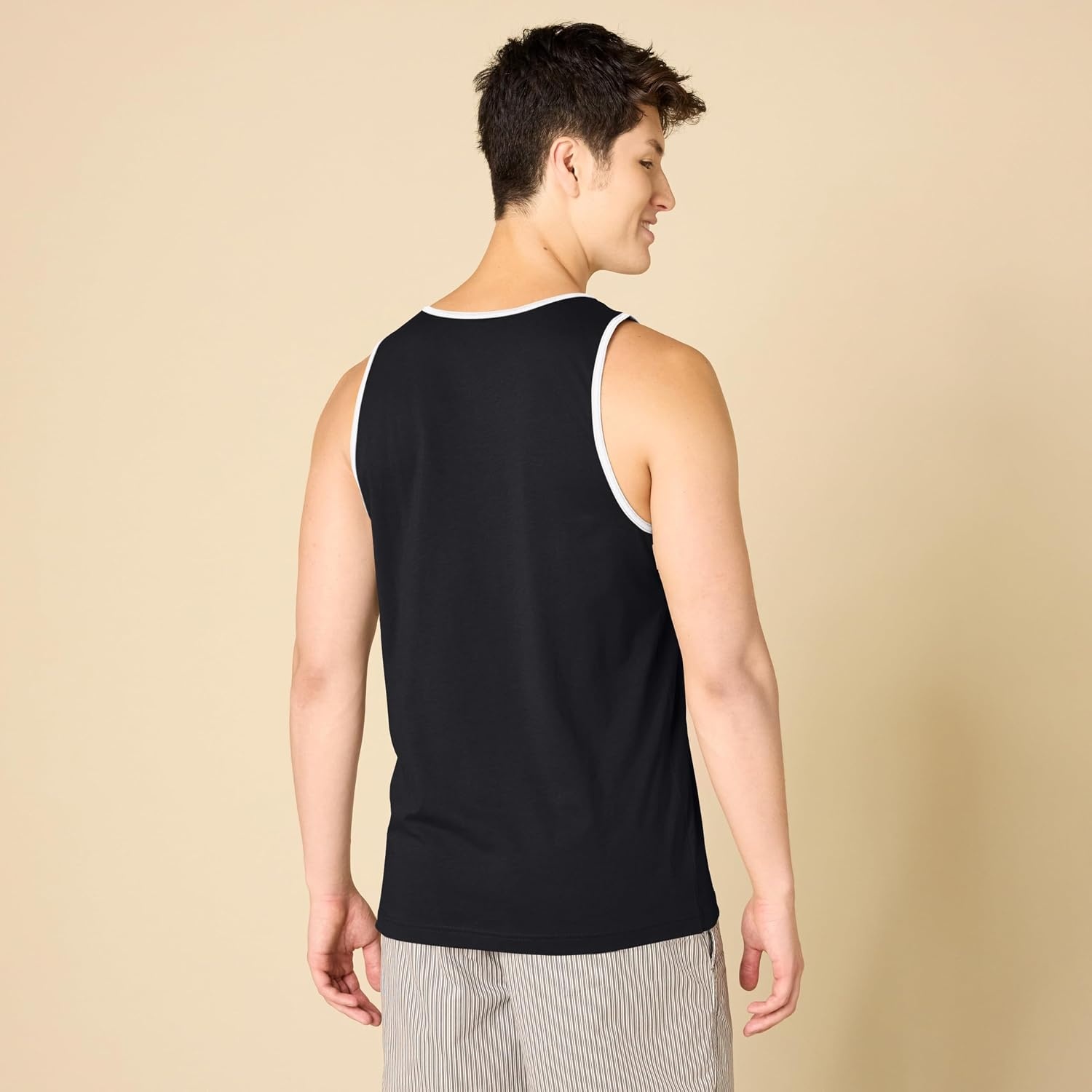 image:imageAmazon Essentials Mens RegularFit Sleeveless Tank TopsBlackWhite
