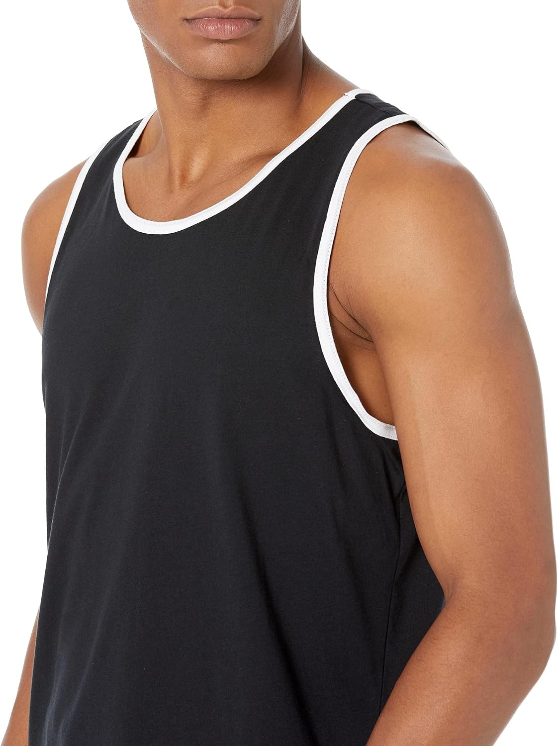 image:imageAmazon Essentials Mens RegularFit Sleeveless Tank TopsBlackWhite