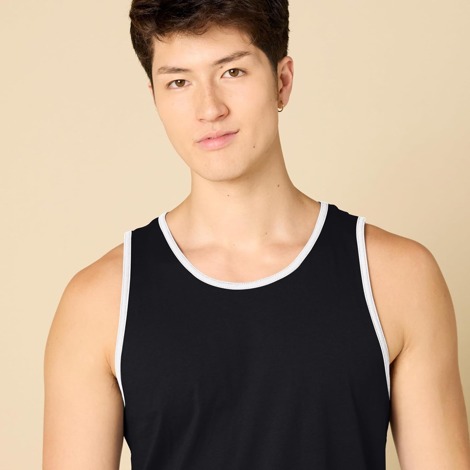 image:imageAmazon Essentials Mens RegularFit Sleeveless Tank TopsBlackWhite