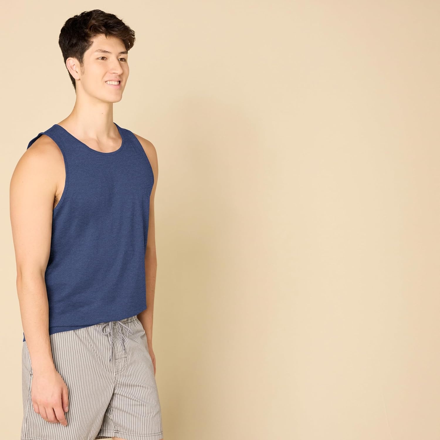 image:imageAmazon Essentials Mens RegularFit Sleeveless Tank TopsBlue Heather