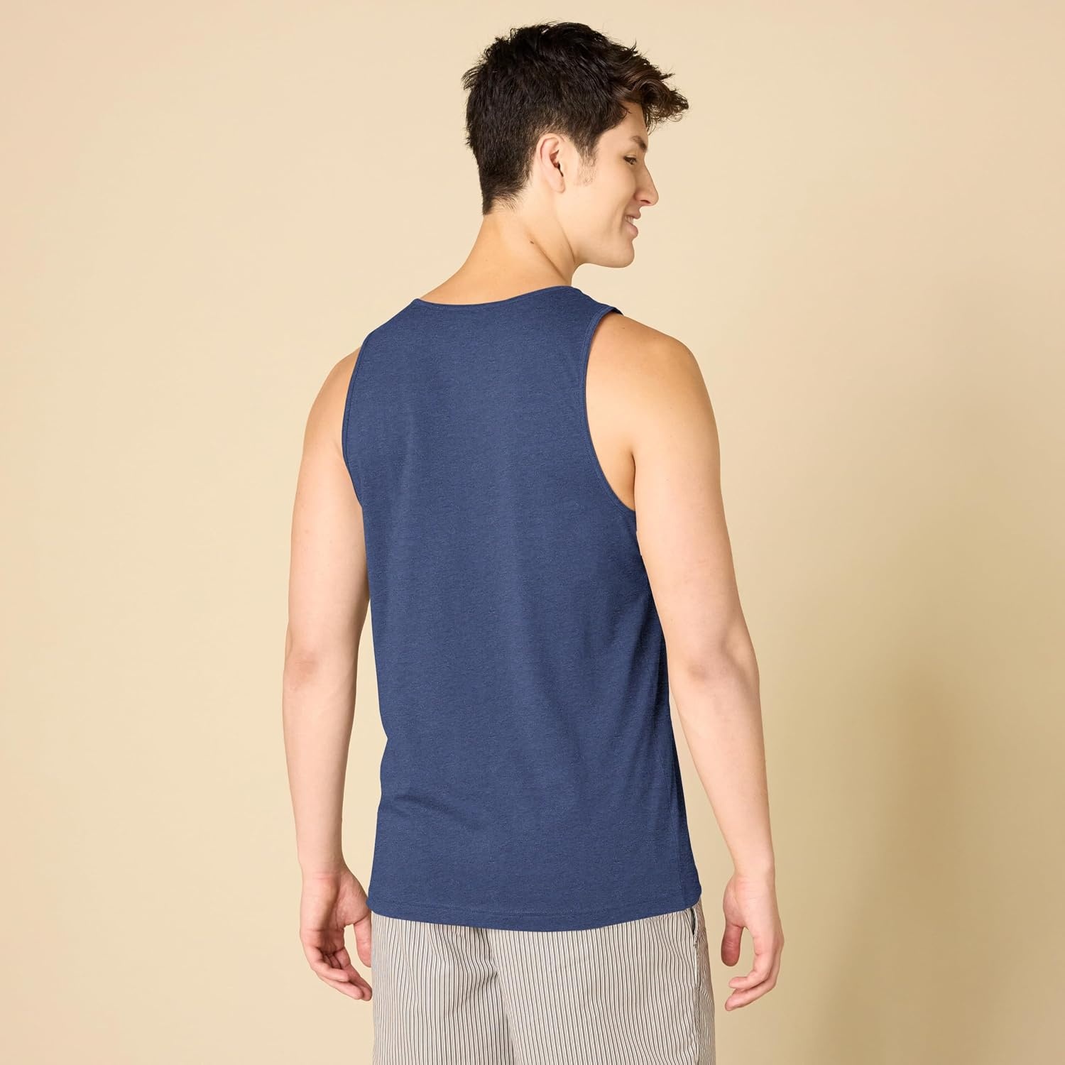 image:imageAmazon Essentials Mens RegularFit Sleeveless Tank TopsBlue Heather