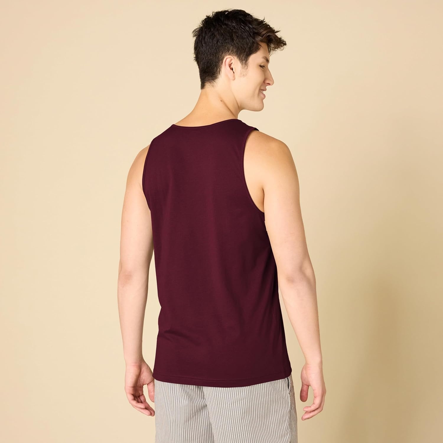 image:imageAmazon Essentials Mens RegularFit Sleeveless Tank TopsBurgundy
