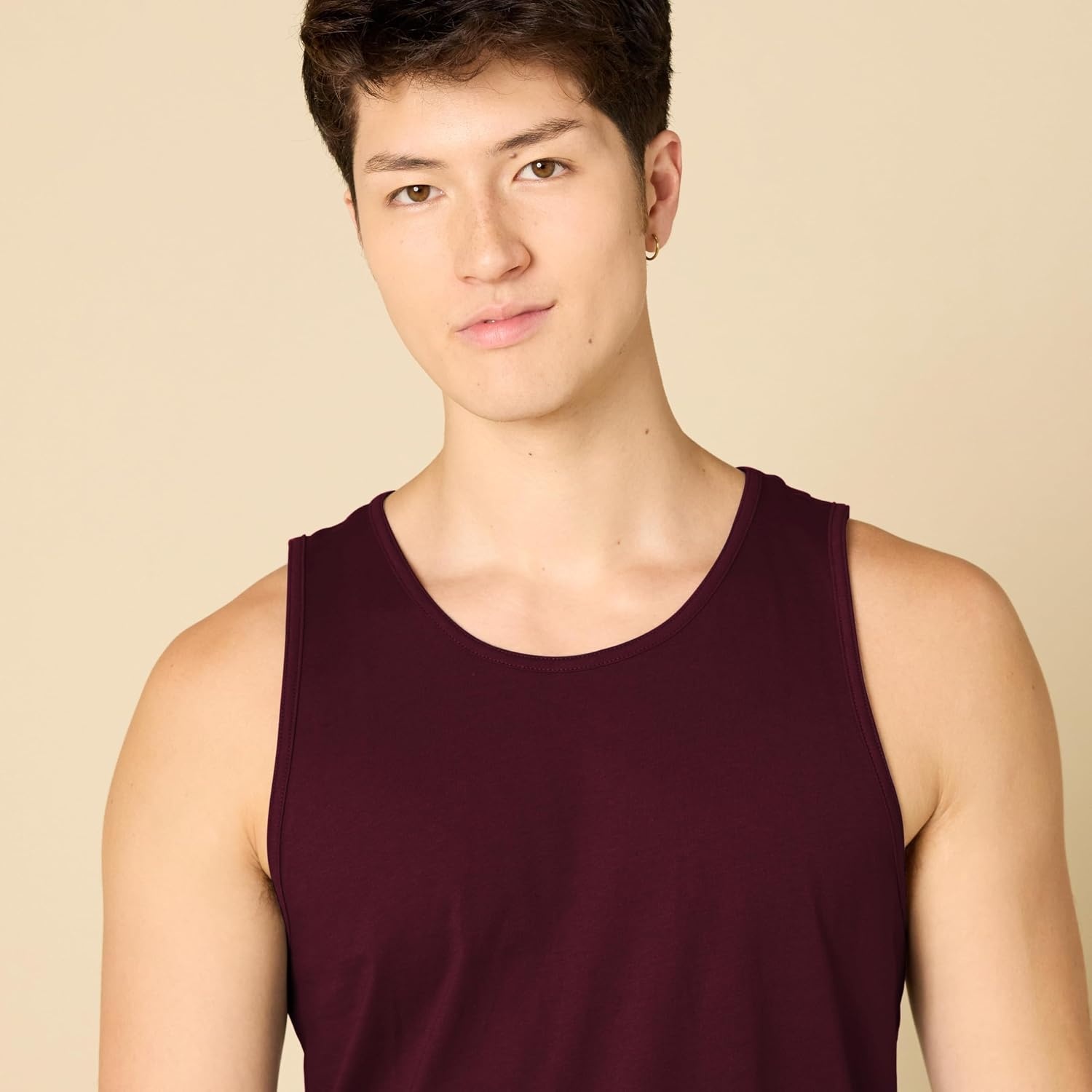 image:imageAmazon Essentials Mens RegularFit Sleeveless Tank TopsBurgundy