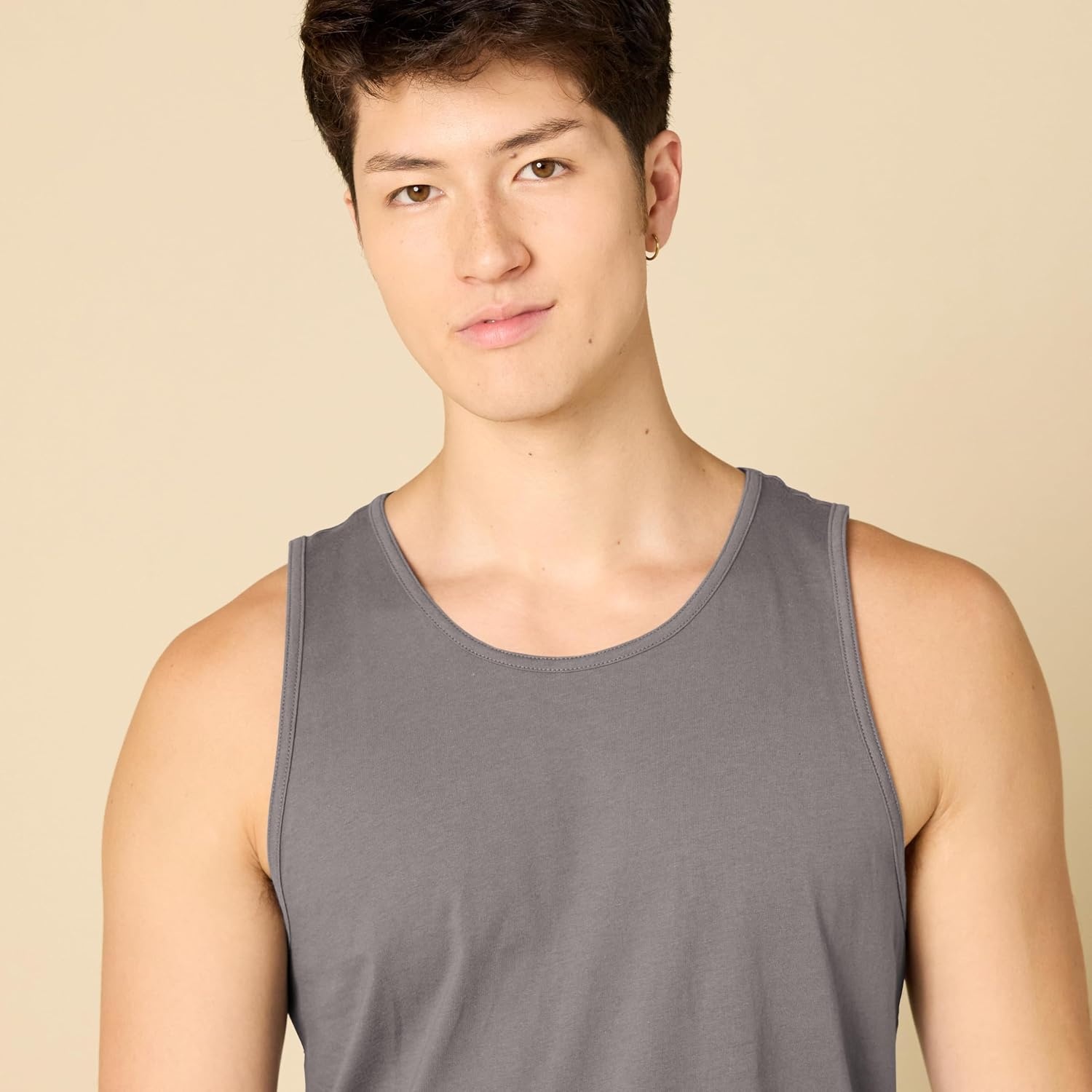 image:imageAmazon Essentials Mens RegularFit Sleeveless Tank TopsGrey