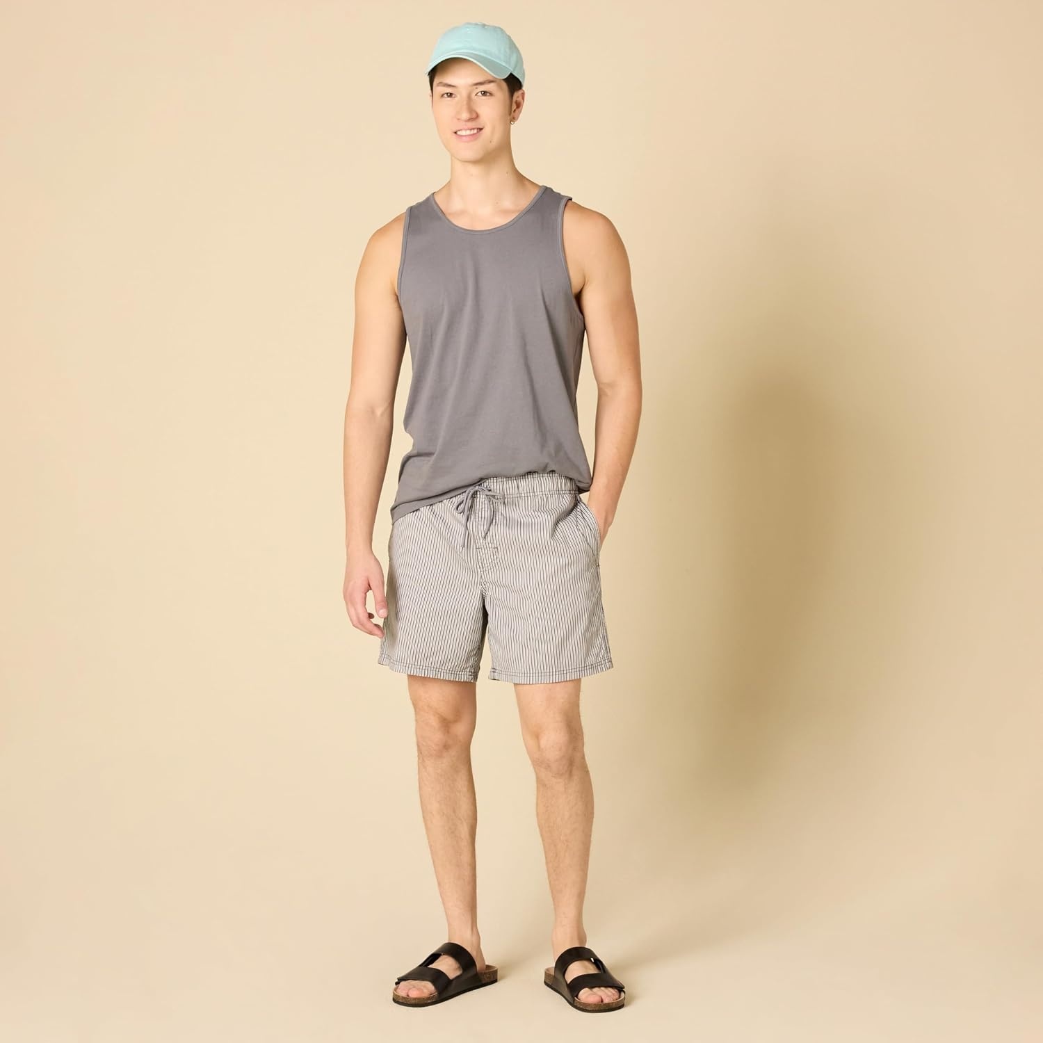 image:imageAmazon Essentials Mens RegularFit Sleeveless Tank TopsGrey