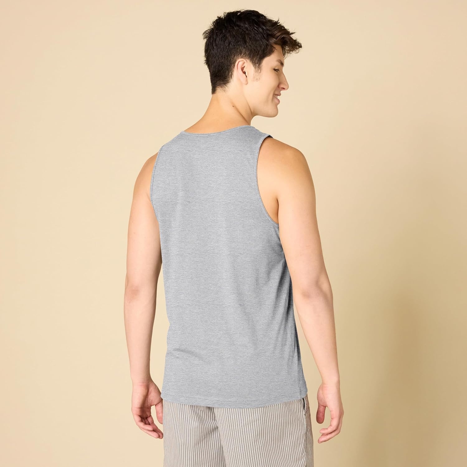 image:imageAmazon Essentials Mens RegularFit Sleeveless Tank TopsLight Grey Heather