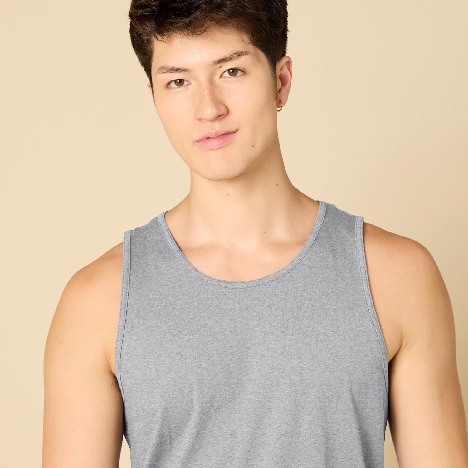 image:imageAmazon Essentials Mens RegularFit Sleeveless Tank TopsLight Grey Heather