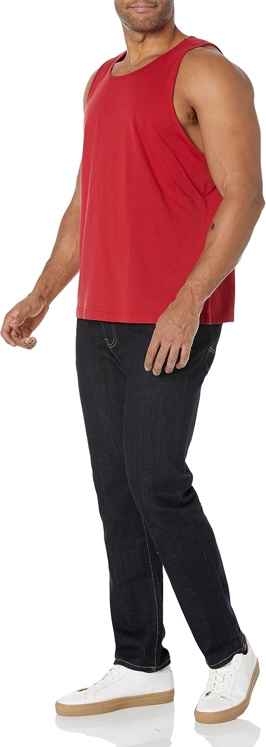 image:imageAmazon Essentials Mens RegularFit Sleeveless Tank TopsRed
