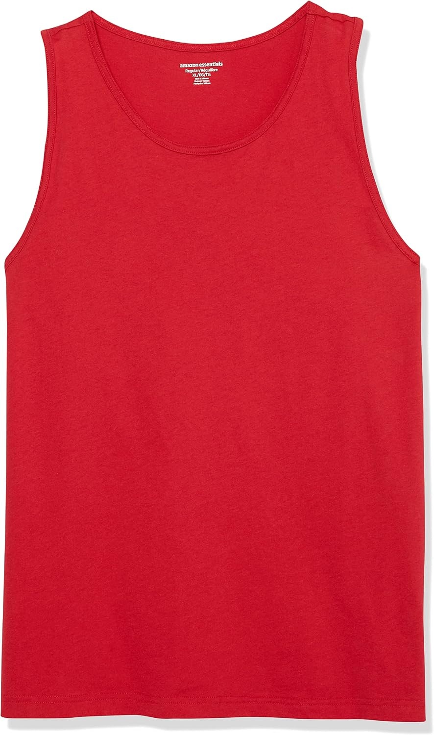 image:imageAmazon Essentials Mens RegularFit Sleeveless Tank TopsRed