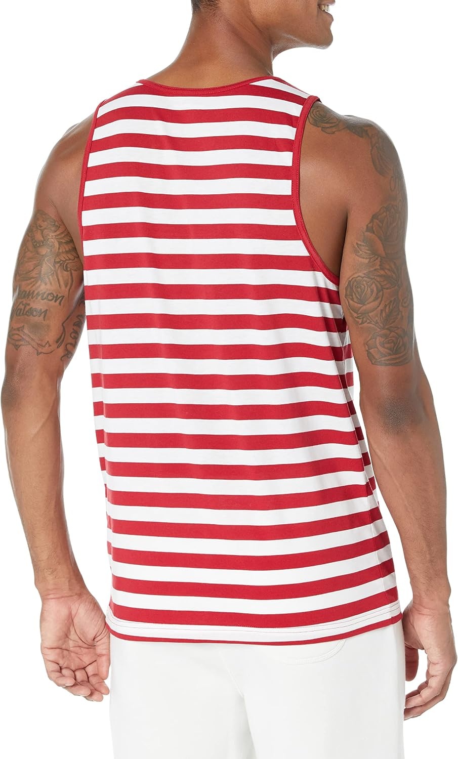 image:imageAmazon Essentials Mens RegularFit Sleeveless Tank TopsRedWhite
