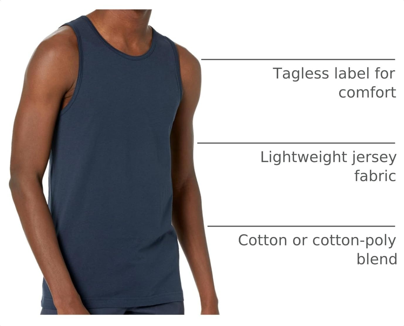 image:imageAmazon Essentials Mens RegularFit Sleeveless Tank TopsSteel Blue