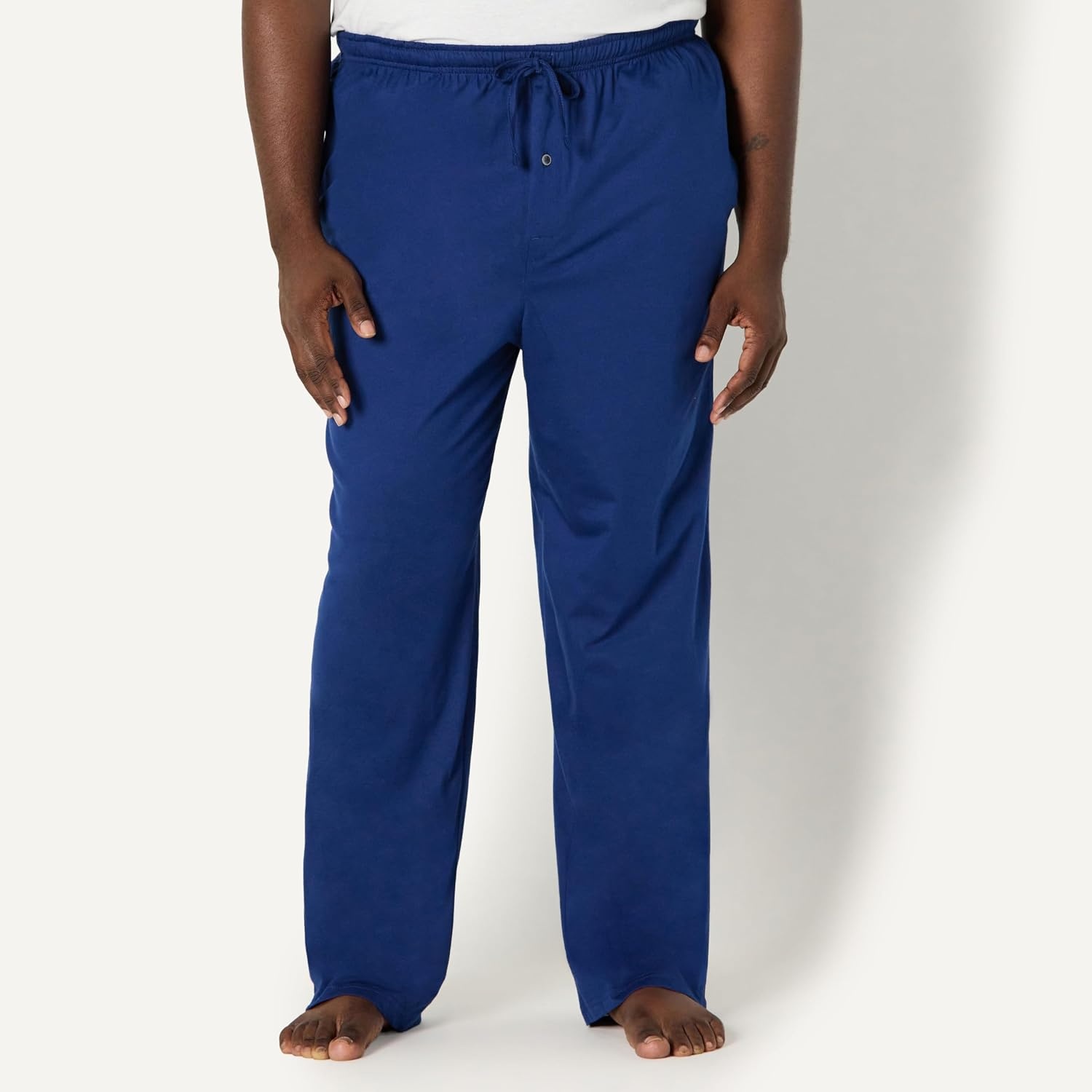 image:imageAmazon Essentials Mens RelaxedFit Lightweight Cotton Knit Lounge Pajama PantsBlue