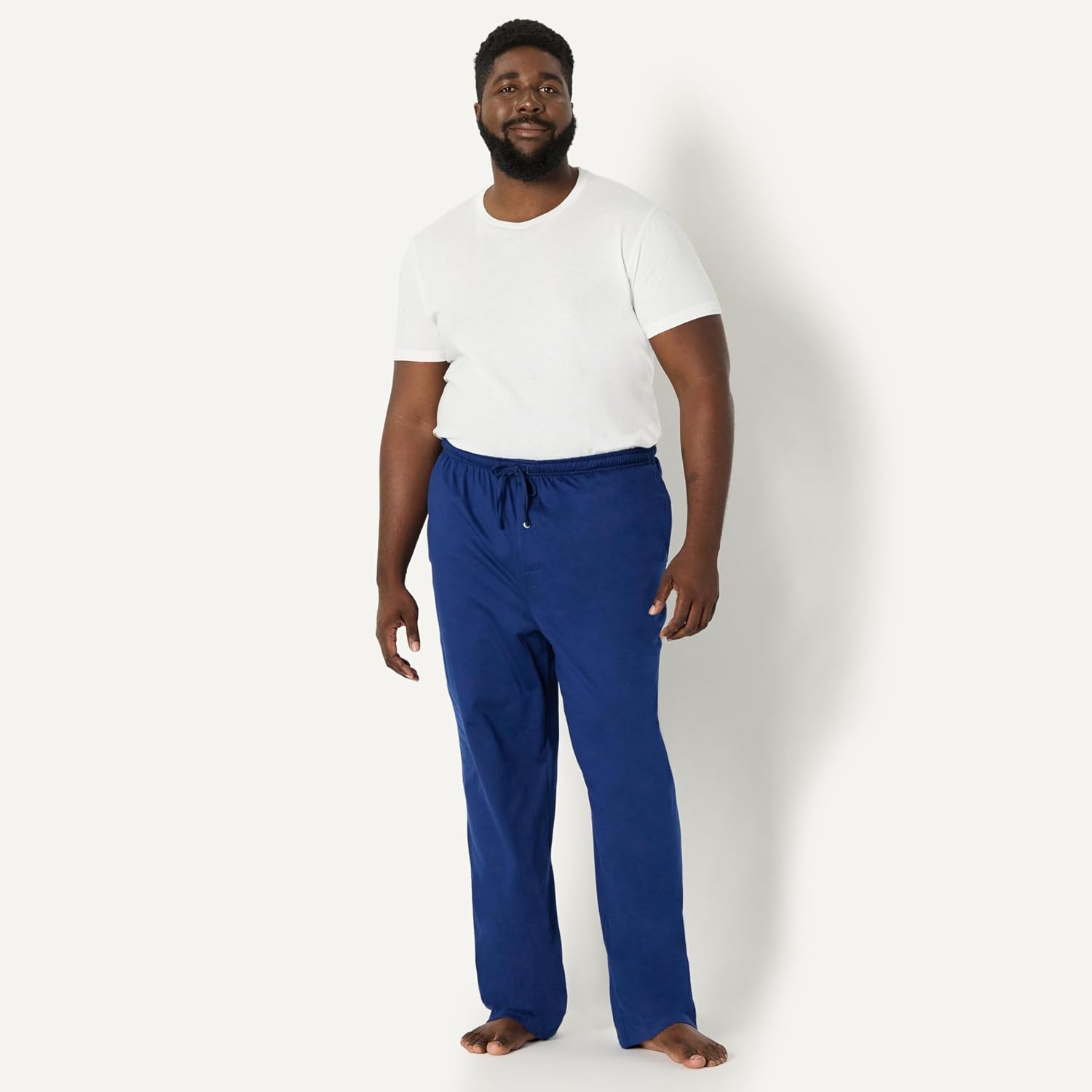 image:imageAmazon Essentials Mens RelaxedFit Lightweight Cotton Knit Lounge Pajama PantsBlue