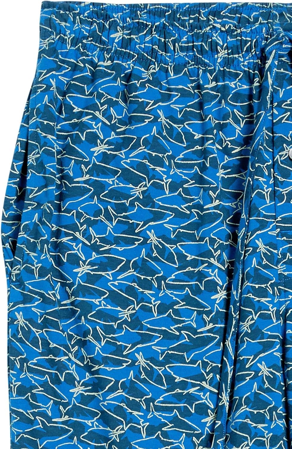 image:imageAmazon Essentials Mens RelaxedFit Lightweight Cotton Knit Lounge Pajama PantsBlue White Shark