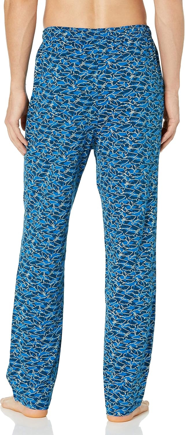 image:imageAmazon Essentials Mens RelaxedFit Lightweight Cotton Knit Lounge Pajama PantsBlue White Shark