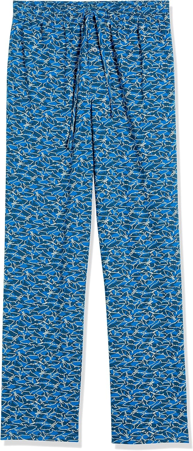 image:imageAmazon Essentials Mens RelaxedFit Lightweight Cotton Knit Lounge Pajama PantsBlue White Shark