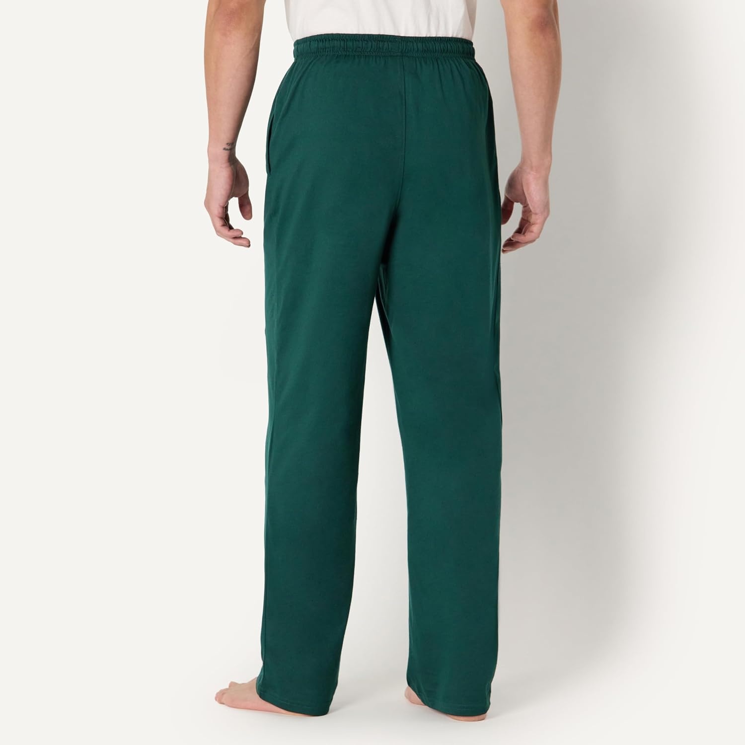 image:imageAmazon Essentials Mens RelaxedFit Lightweight Cotton Knit Lounge Pajama PantsDark Green