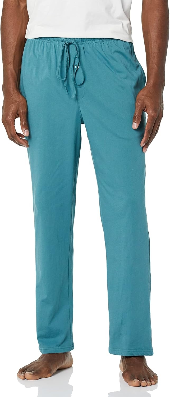 image:imageAmazon Essentials Mens RelaxedFit Lightweight Cotton Knit Lounge Pajama PantsDark Turquoise