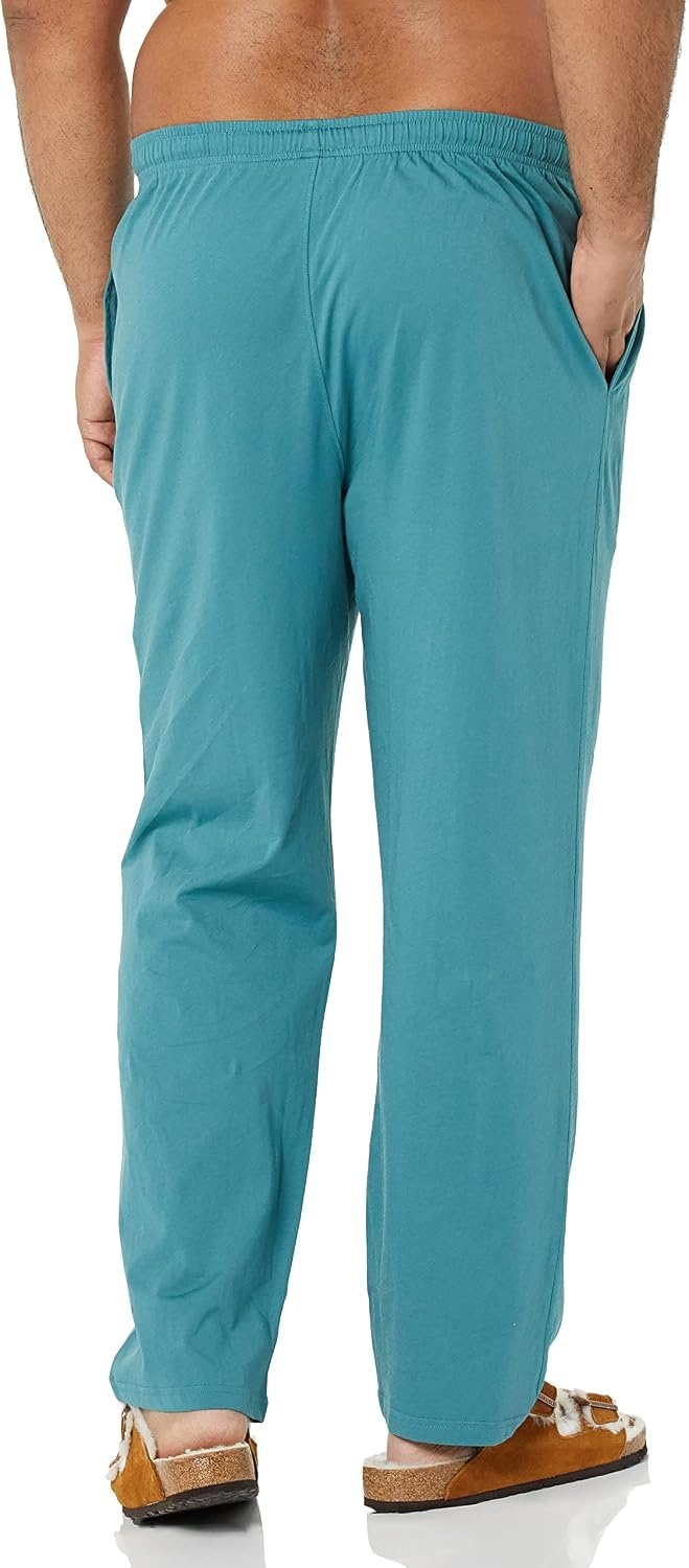 image:imageAmazon Essentials Mens RelaxedFit Lightweight Cotton Knit Lounge Pajama PantsDark Turquoise