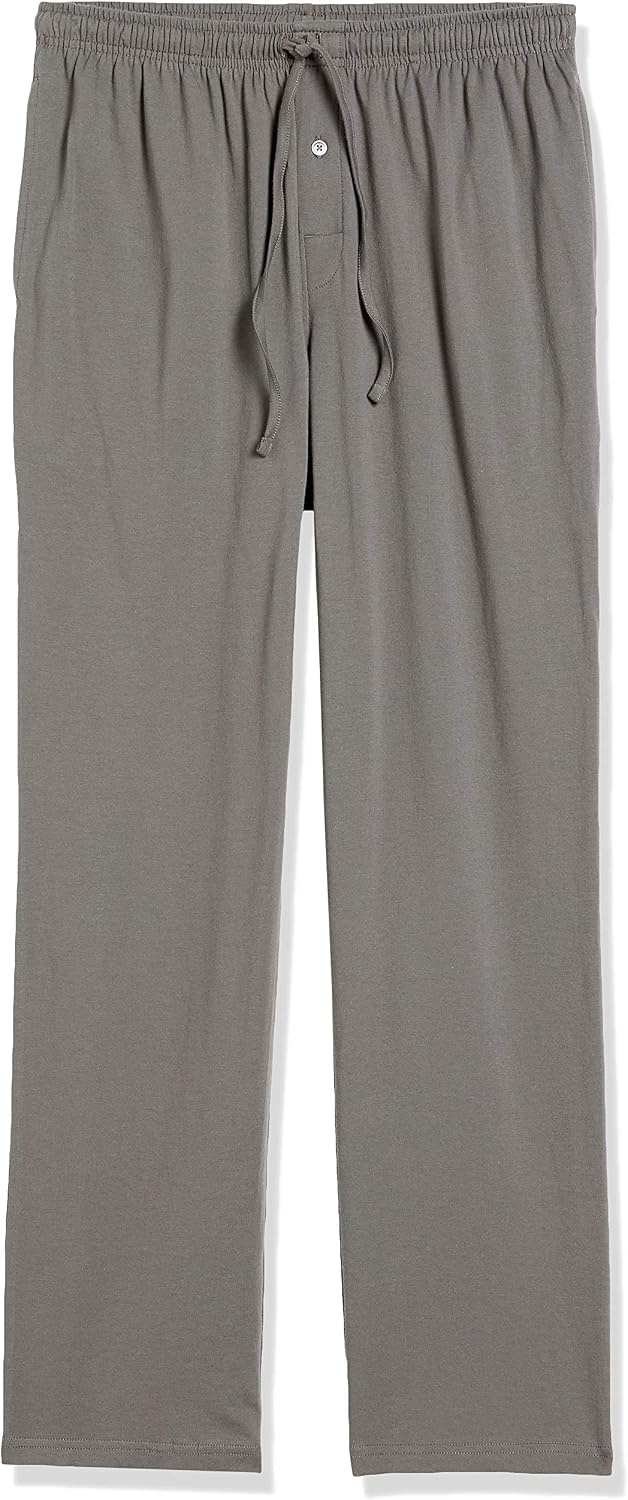 image:imageAmazon Essentials Mens RelaxedFit Lightweight Cotton Knit Lounge Pajama PantsGrey