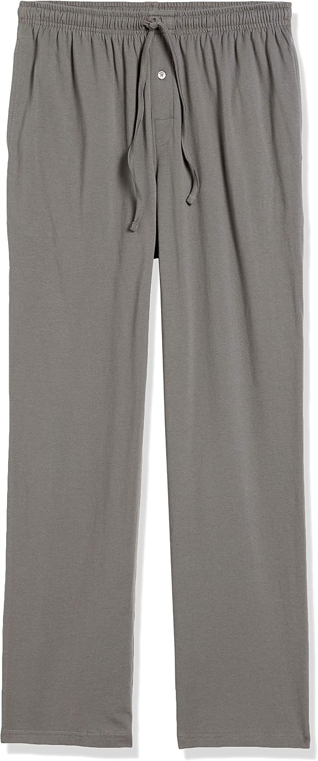 image:imageAmazon Essentials Mens RelaxedFit Lightweight Cotton Knit Lounge Pajama PantsGrey