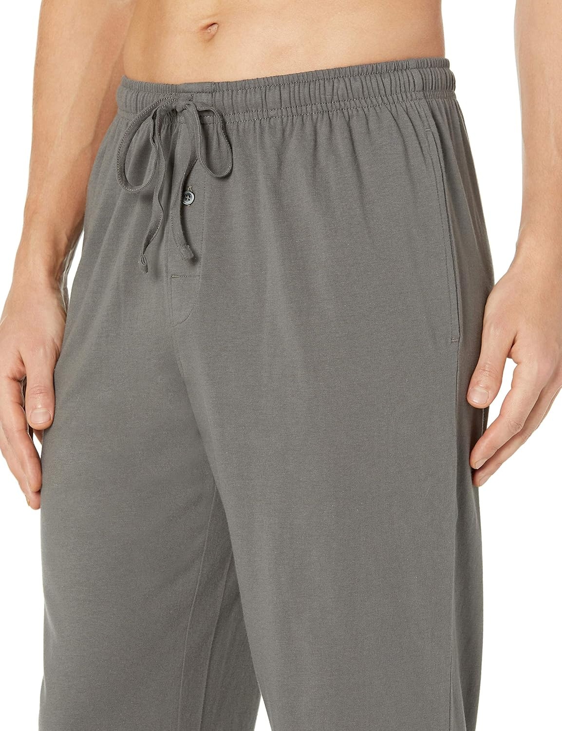 image:imageAmazon Essentials Mens RelaxedFit Lightweight Cotton Knit Lounge Pajama PantsGrey