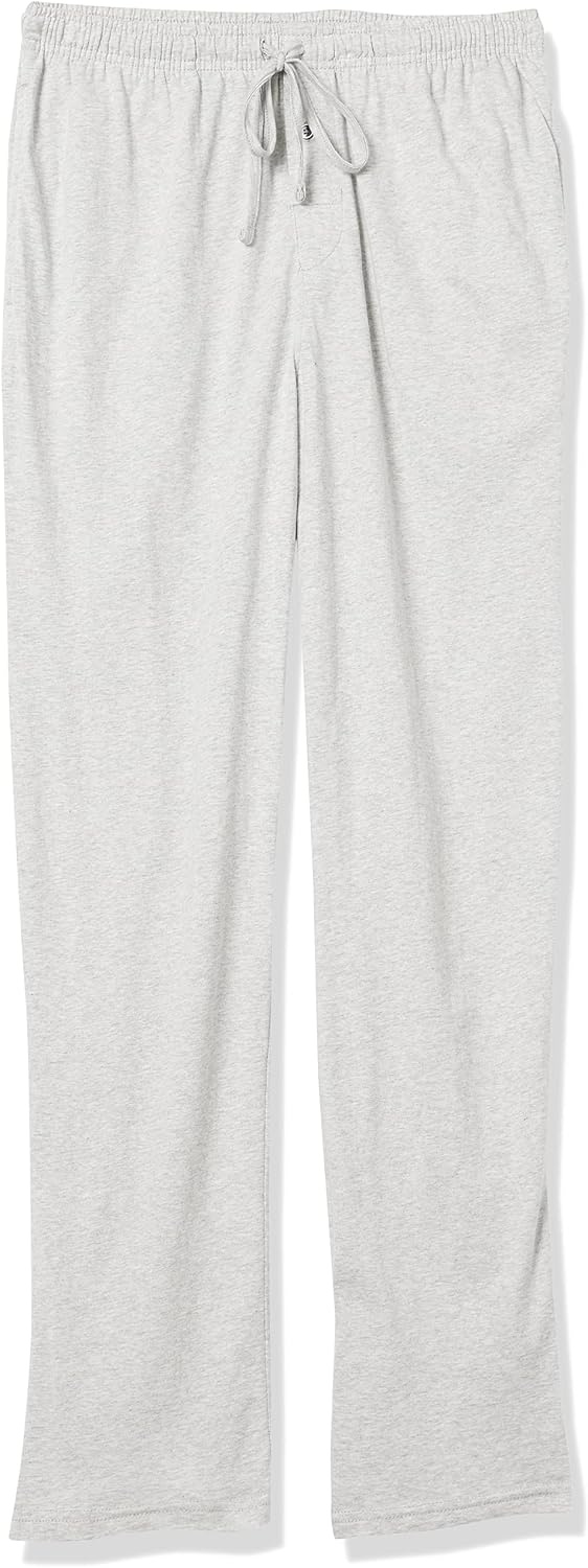 image:imageAmazon Essentials Mens RelaxedFit Lightweight Cotton Knit Lounge Pajama PantsLight Grey Heather