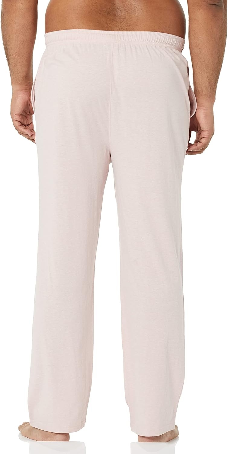 image:imageAmazon Essentials Mens RelaxedFit Lightweight Cotton Knit Lounge Pajama PantsPale Pink