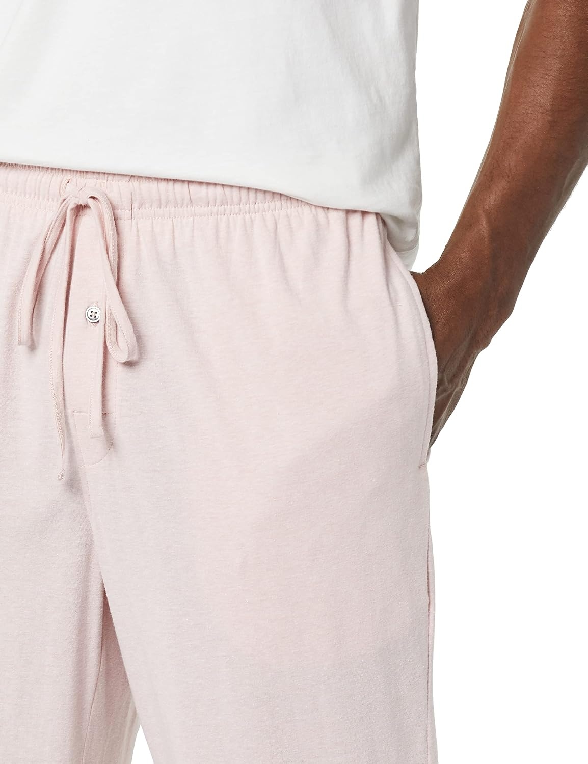 image:imageAmazon Essentials Mens RelaxedFit Lightweight Cotton Knit Lounge Pajama PantsPale Pink