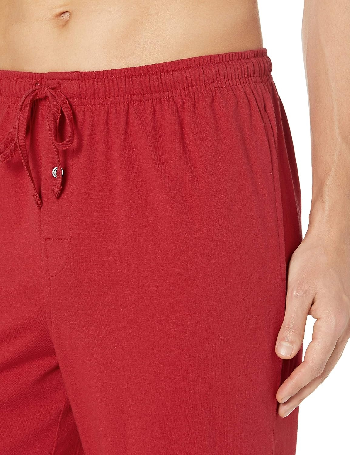 image:imageAmazon Essentials Mens RelaxedFit Lightweight Cotton Knit Lounge Pajama PantsRed