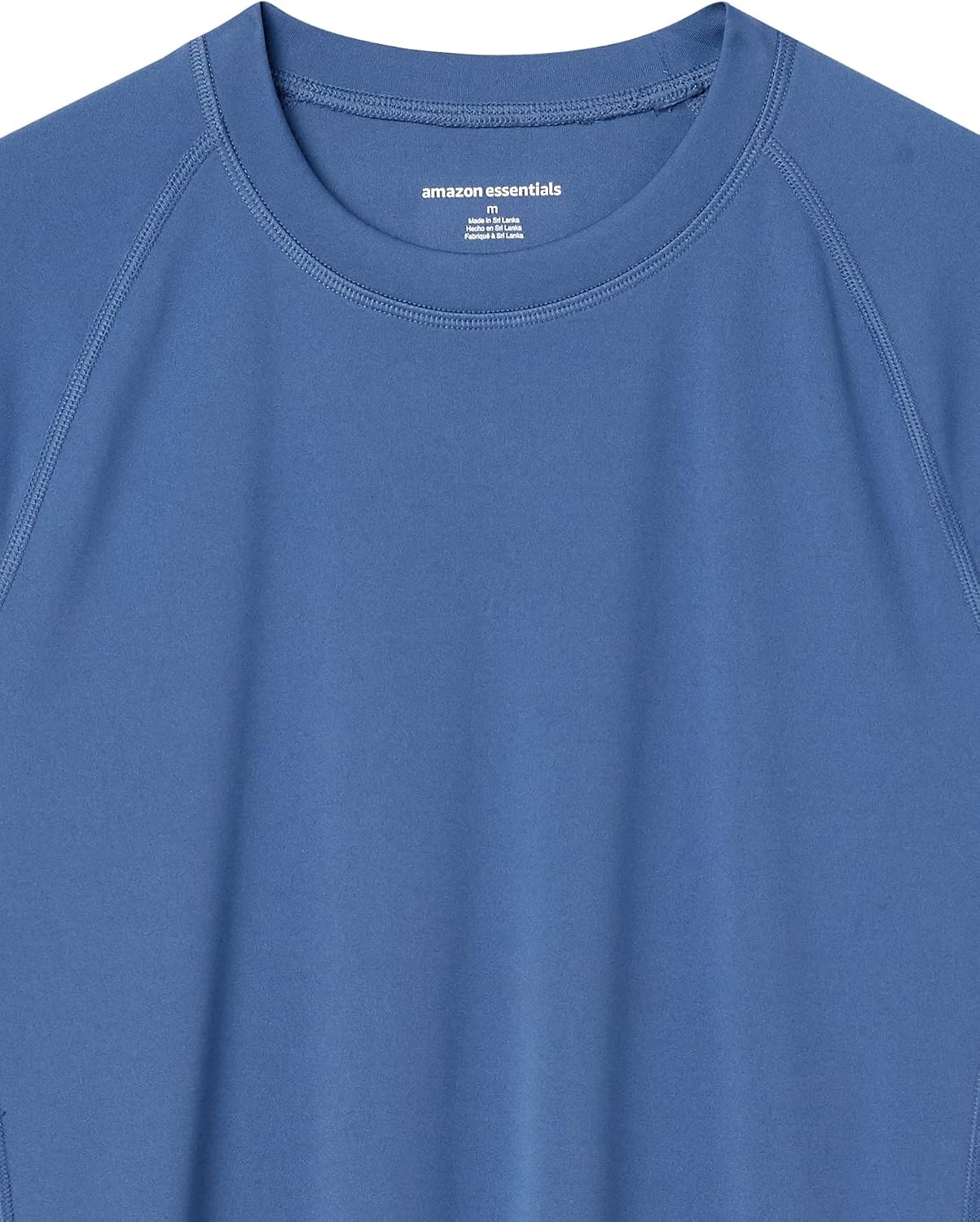 image:imageAmazon Essentials Mens SlimFit ShortSleeve QuickDry UPF 50 Swim Tee Breathable Stretchable Fabric Raglan SeamsBlue
